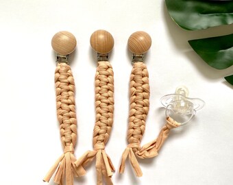 SALE - Hand Woven Cotton Dummy Clip | Pacifier Clips | Toy Clip - Pink