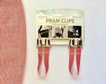 Pram Clips - Red Spots