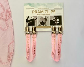 Pram Clips - Light Pink and Gold Arrows