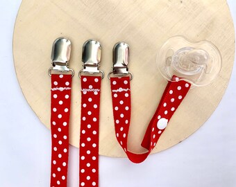 SALE - Dummy Clip | Pacifier Clips | Toy Clip - Red Spots