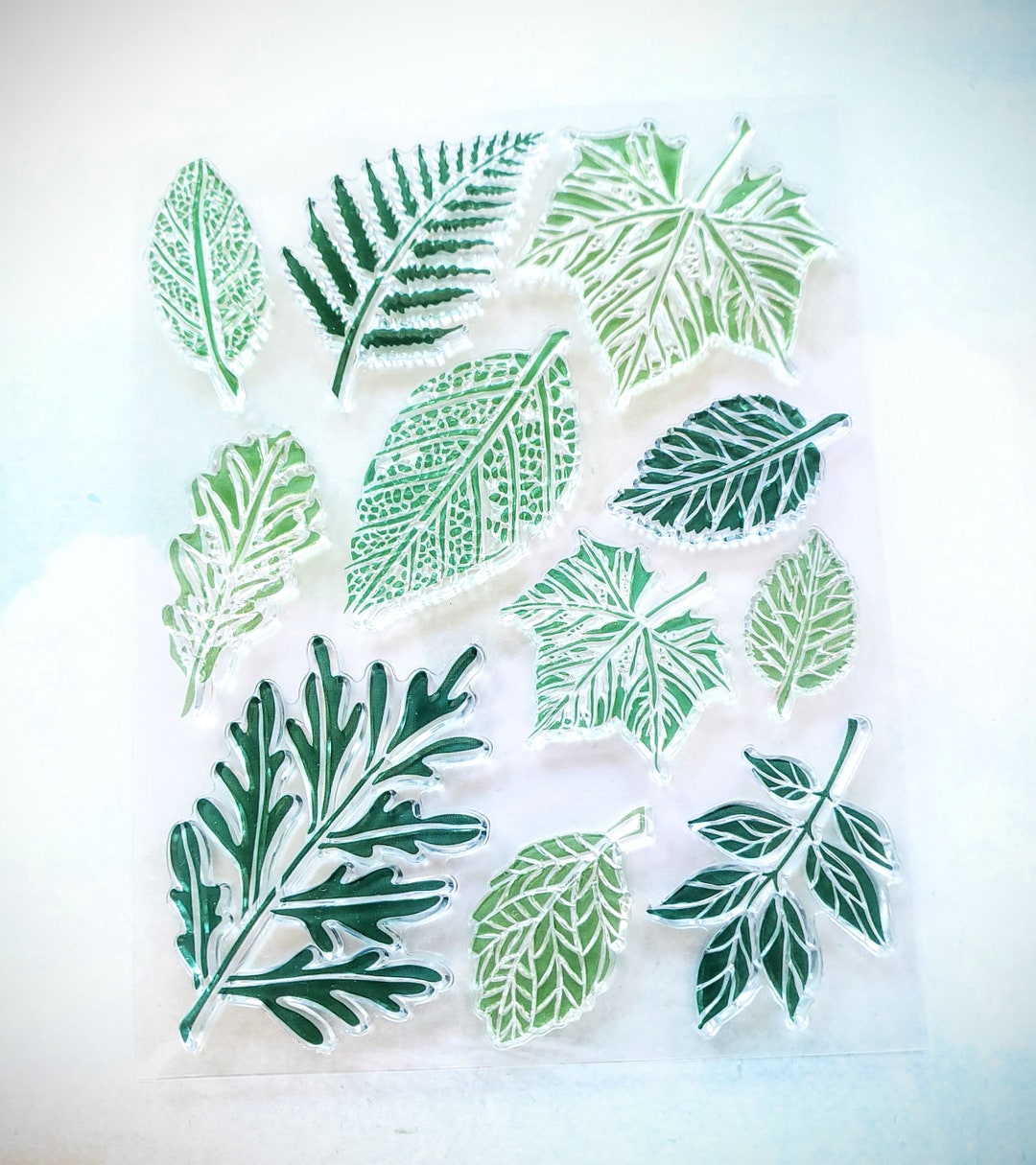 Variety Leaves Rubber Stamp 11 Piece Set, Botanical Clear Silicone ...