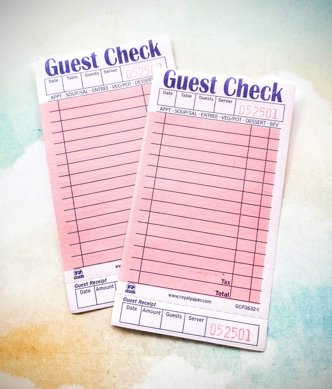 Pink Guest Checks 10 Qty Sheets Junk Journal Supply Diner Etsy