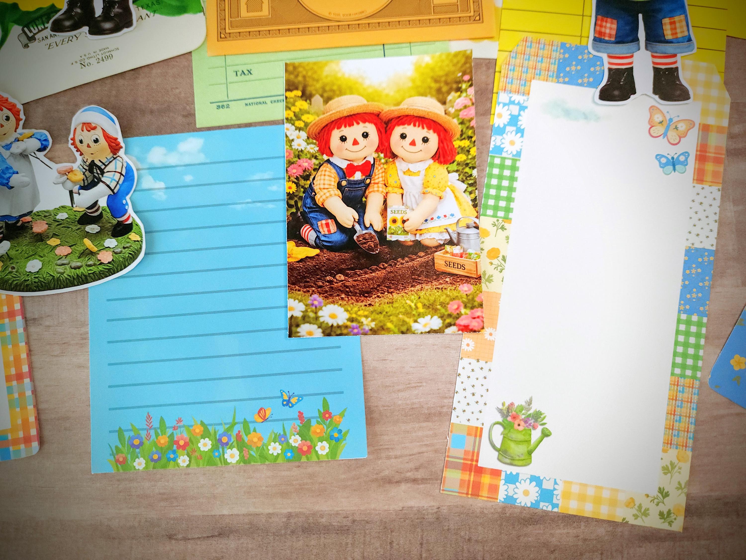 Raggedy Dolls Flower Garden Theme Ephemera Pack for Scrapbooking Junk ...