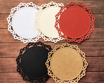 Round Cardstock Doilies 3 1/2 inches 5 Pcs Set for Scrapbooking Journals Card Making and Paper Crafts