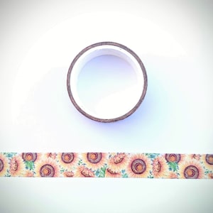 Sunflowers Washi Decorative Tape Roll for Planner Journal Scrapbook Cards Tape, Sunflowers Removable Tape