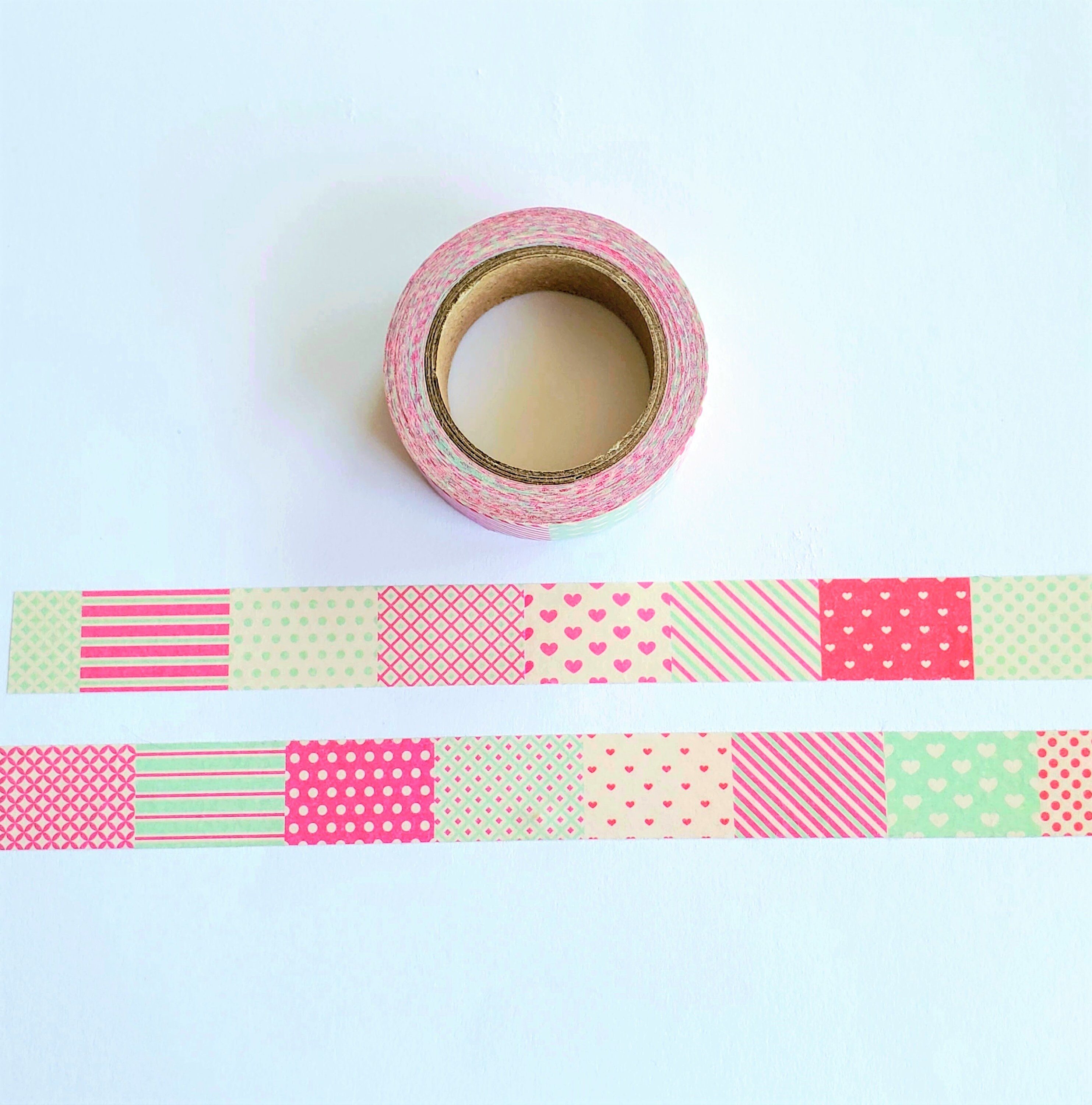 Pink and Green Multi Design Patchwork Washi Masking Tape, Planner Washi  Tape, Junk Journal Tape, Decorative Tape 