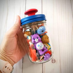 Charms Trinkets and Toys Ephemera Jar, Bits and Bobs, Vintage Toys, Junk Journaling Supplies