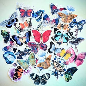 Paper Butterfly Stickers in Assorted Colors and Sizes 31 Pcs for Collage Planner Journal Scrapbook Cards Paper Crafting