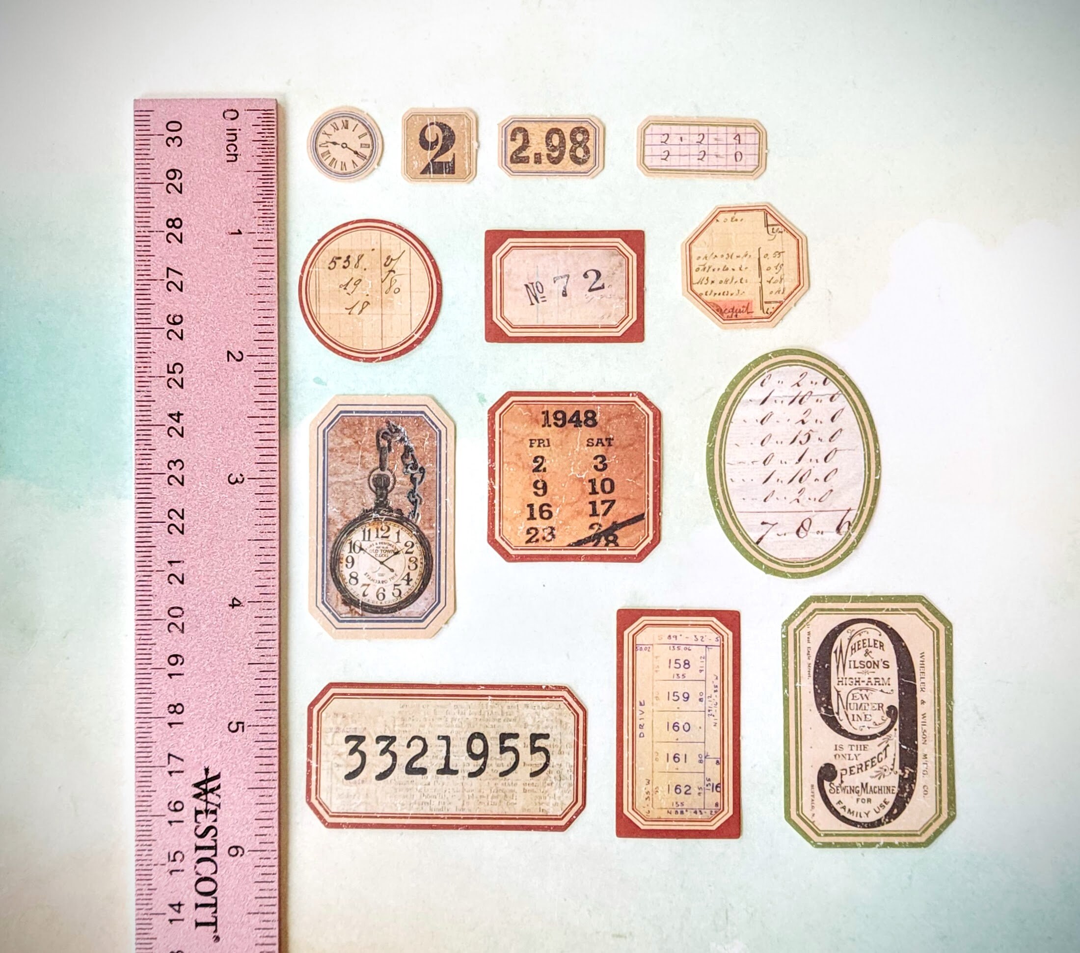 Assorted Vintage Collage Style Paper Labels 47 Pcs for Paper Crafting ...