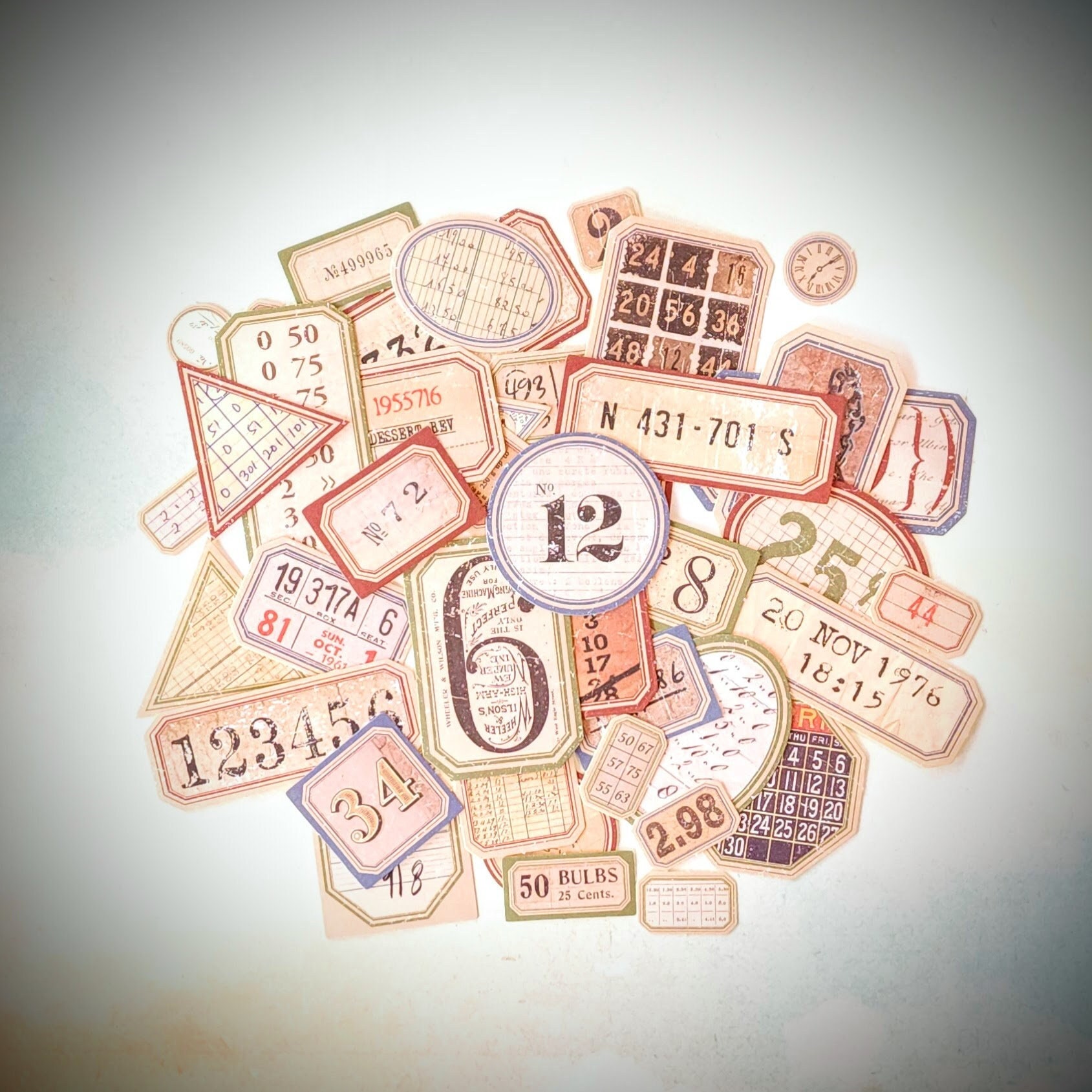 Assorted Vintage Collage Style Paper Labels 47 Pcs for Paper