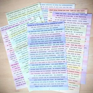 Positive Encouragement Phrases Sentiments Paper Sticker in Color Strips 8 sheets for Planner Journals Collage Cards and Paper Crafts