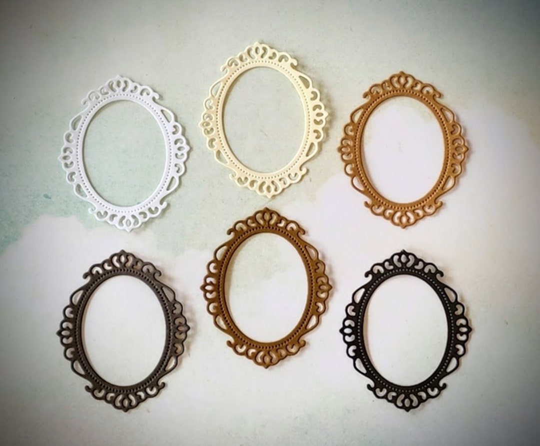 Oval Frame Die Cuts in Neutral Colors 6 Pieces 2 1/4 Inches Tall for ...