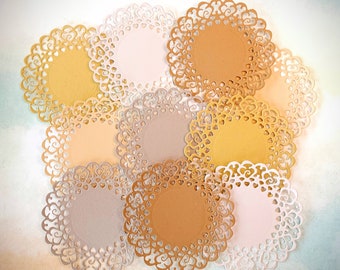 Round Cardstock Doilies 3 1/4 inches in Neutral Colors 5 Pcs Set for Scrapbooking Journals Card Making and Paper Crafts