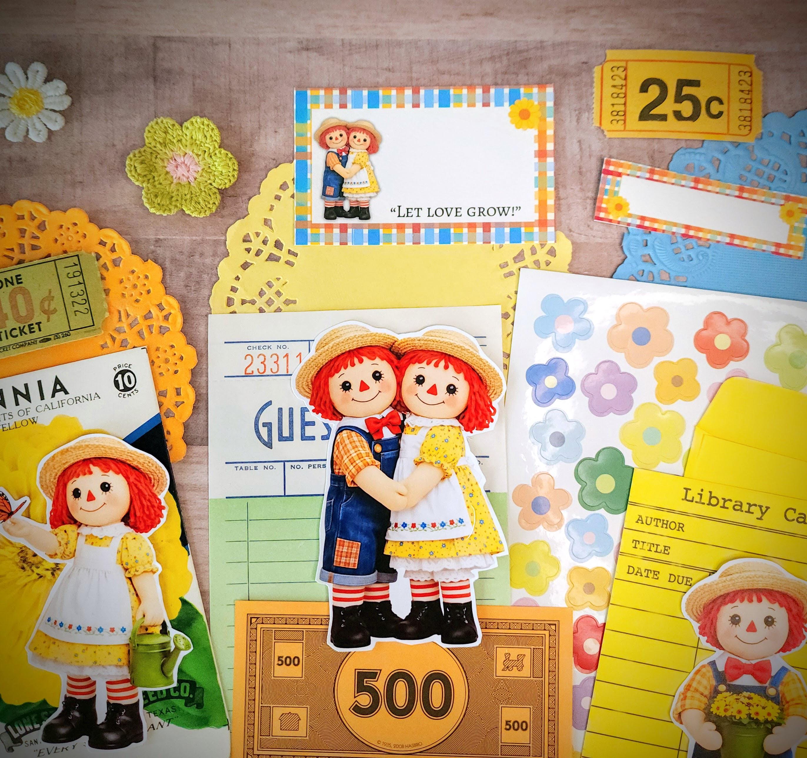 Raggedy Dolls Flower Garden Theme Ephemera Pack for Scrapbooking Junk ...