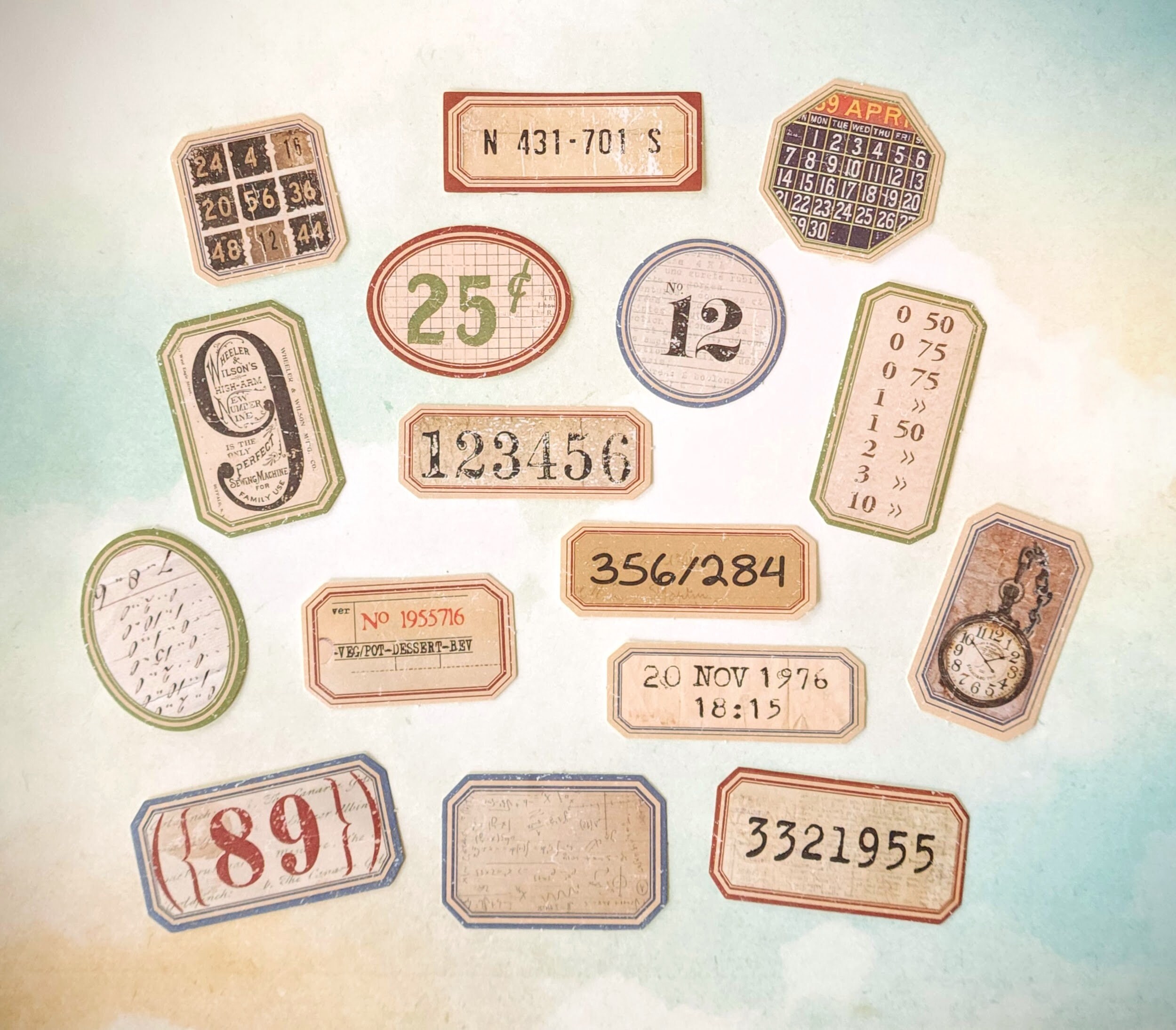 Assorted Vintage Collage Style Paper Labels 47 Pcs for Paper Crafting ...