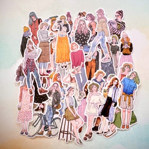Variety Fashion Activity Girl Stickers Set for Planners Journals Scrapbook Collage, Random Cute Girl Sticker Pack 2 3/4&quot; to 3 3/4&quot; 15 PCS