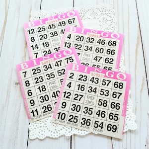 Paper Bingo Cards in Violet Color, Set of 10 Bingo Cards for Junk Journals or Scrapbook, Paper Ephemera