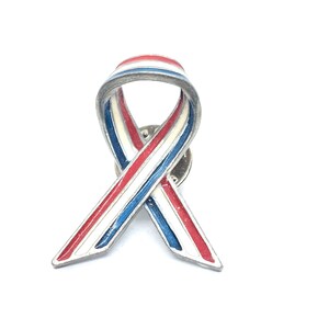 USA Flag Ribbon Pin Red White Blue Lapel Patriotic USA Made Vintage