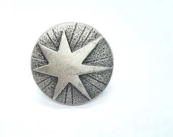 Star Starburst Lapel Pin Silver Tone Astrology Pewter Collectible Northstar