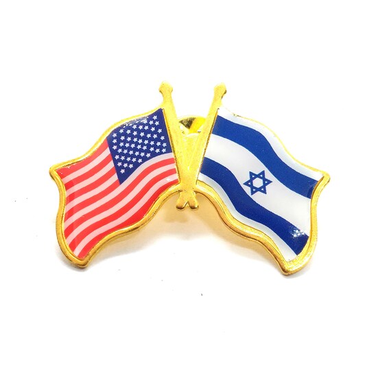 United States And Israel Flags Crossed National Friendship Collector Lapel Pin