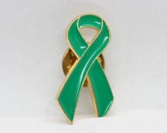 Mental Health Awareness Green Ribbon Pin Lapel Enamel Collectible