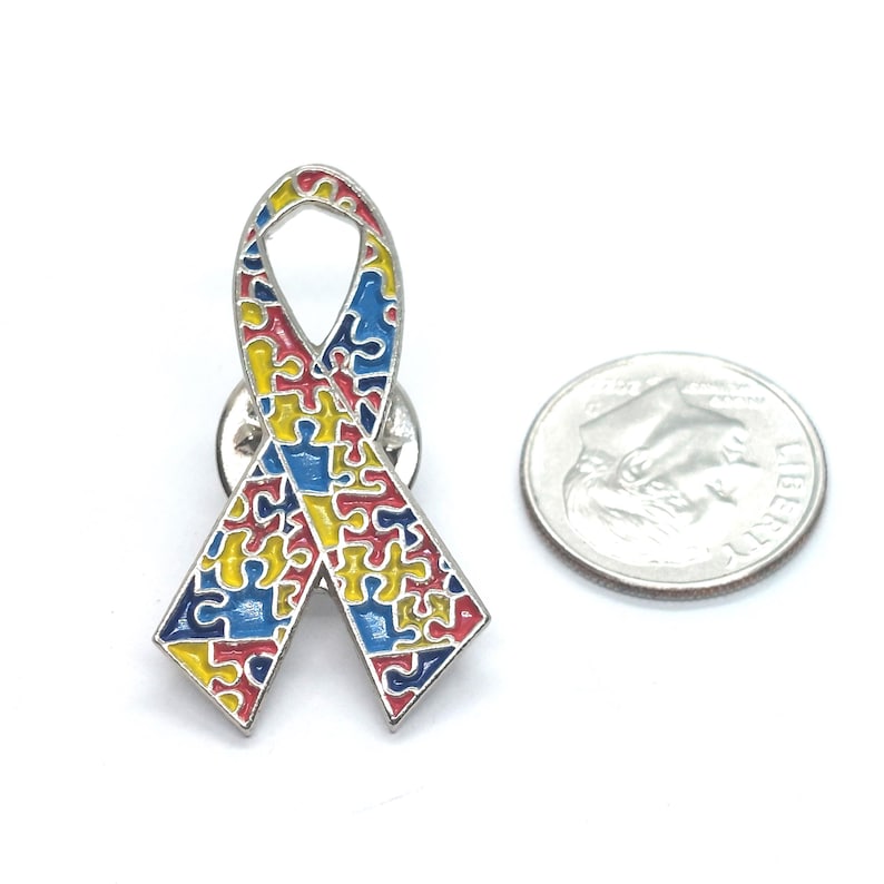 Autism Awareness Ribbon Puzzle Pieces Design Pin Lapel Enamel ...