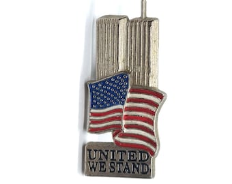 United We Stand September 11 Pin USA Flag Lapel Enamel Collectible Vintage