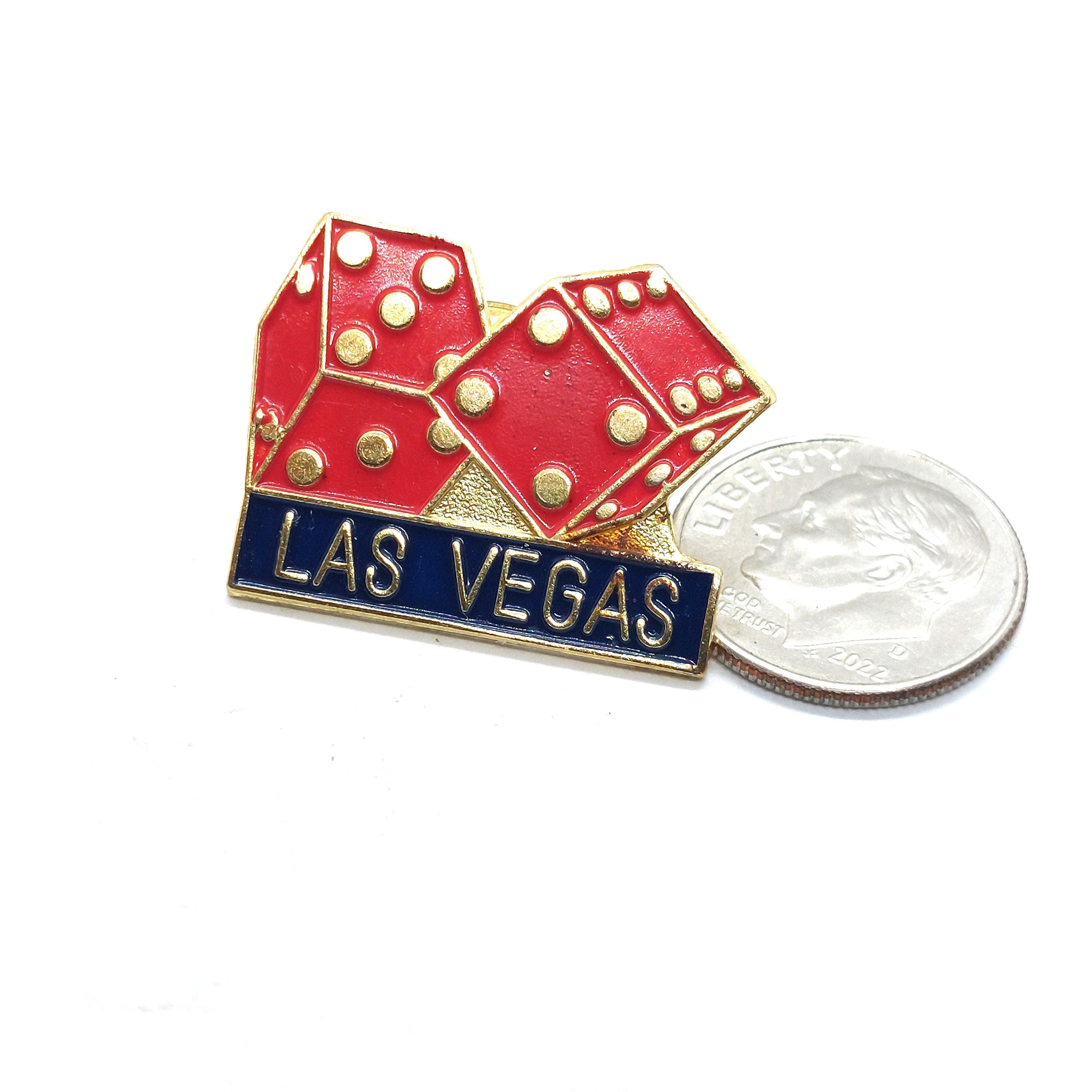 Las Vegas Dice Lapel Pin Red Gold Tone Casino Souvenir Tourist