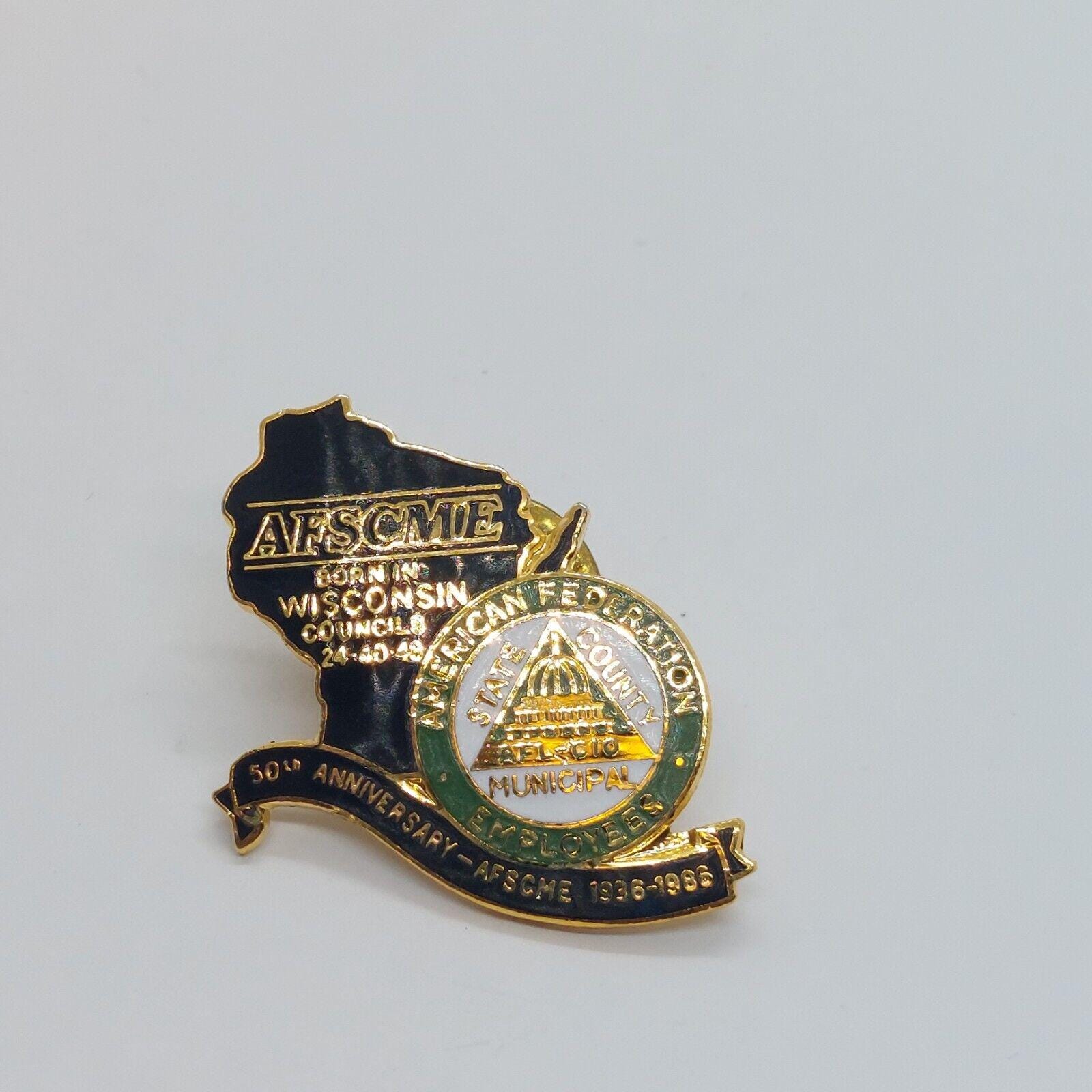 Afscme Pin - Etsy Custodial Supervisors AFSCME DC 37 Vintage Enamel Pin - Red & Goldtone B468 display picture 1