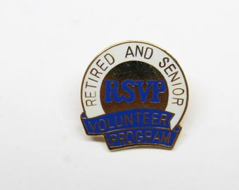 Retired and Senior RSVP Volunteer Program Pin Lapel Enamel Collectible Award