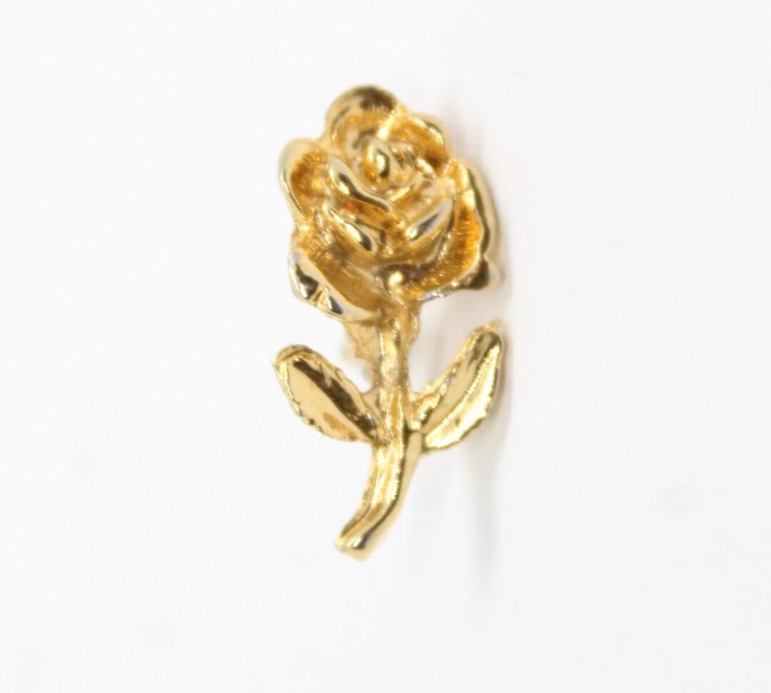 Small Golden Rose Pin Gold Tone Flower Metal Lapel Enamel Vintage - Etsy
