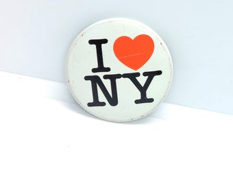 I Love NY Travel Button Pin New York Souvenir Tourism Vintage Classic City Pride