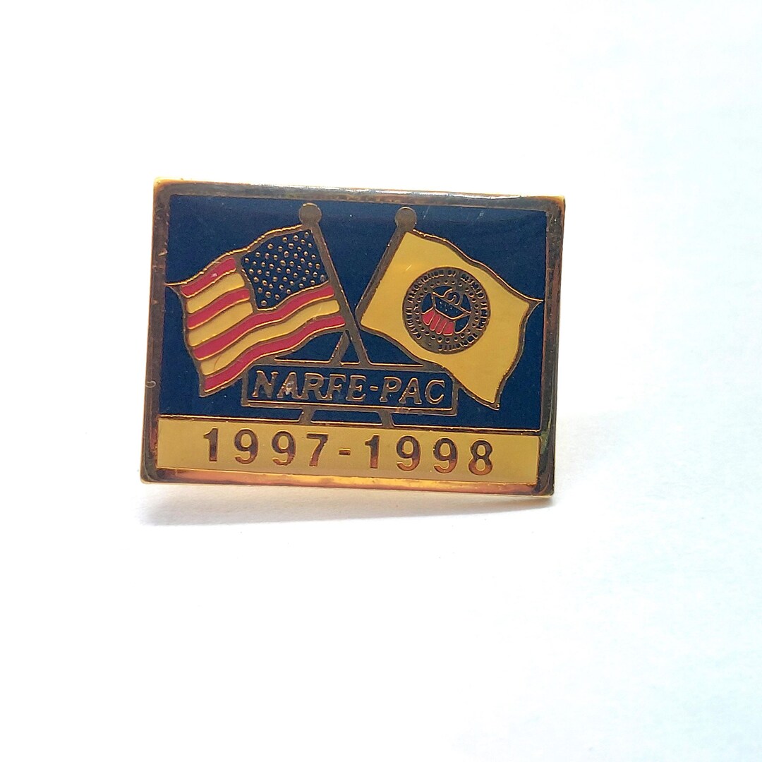 Vintage NARFE PAC 1997 1998 Dual Flags Enamel Federal Employees Lapel ...