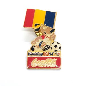 World Cup USA 1994 &#39;94 Romania Coca Cola Pin Lapel Enamel Collectible