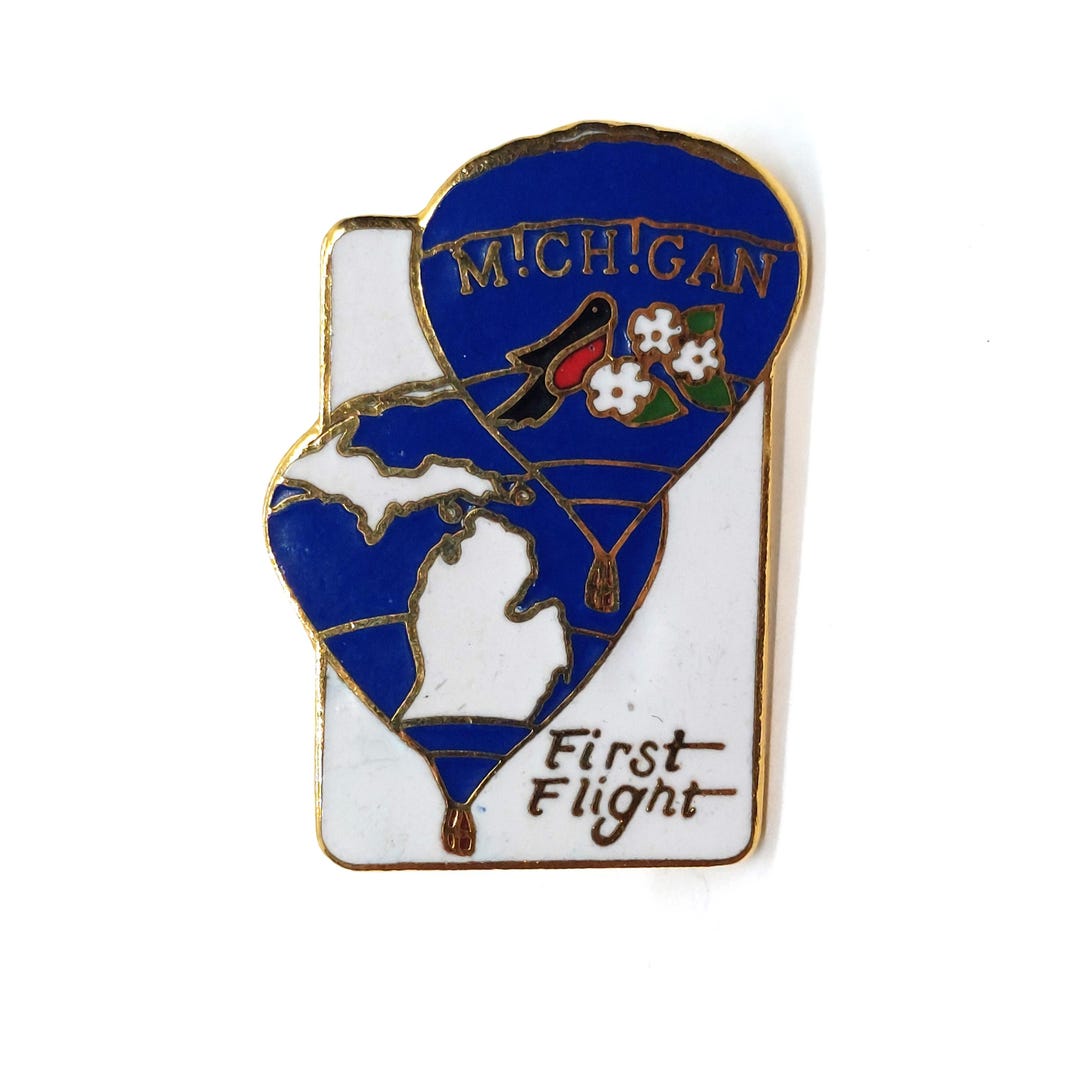 Michigan First Flight Hot Air Balloon Pin Souvenir Lapel Enamel ...