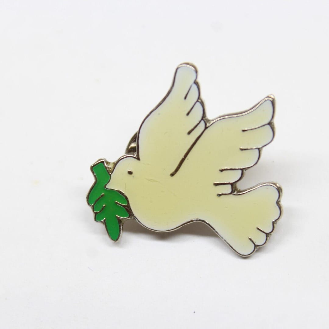 White Dove Olive Branch Pin Lapel Enamel Collectible - Etsy