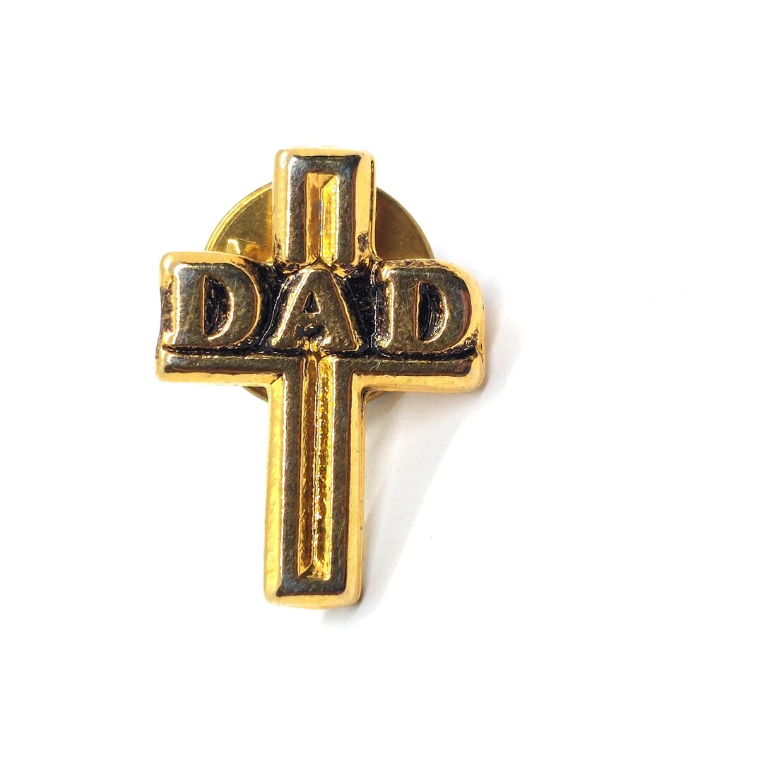 Croos Pin Dad Christian Cross Shaped Lapel Pin Gold Tone Religious Vintage - Etsy
