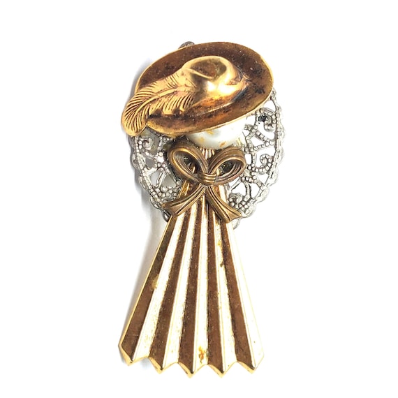 Vintage Lady Hat Pin Ribbon Bow Feather Elegant Decorative Fashion Brooch