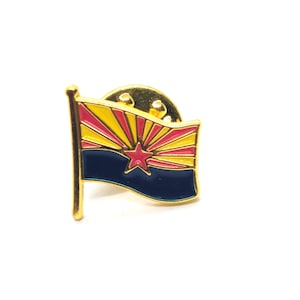 Arizona State Flag Gold Tone Enamel Lapel Pin Vintage