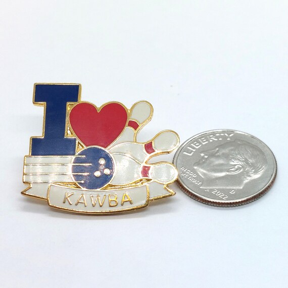 KAWBA I Love (heart) Bowling Pin Lapel Enamel Collectible Award