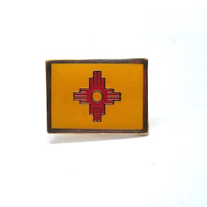 New Mexico State Flag Zia Sun Pin Symbol Southwest Travel Souvenir Lapel Vintage