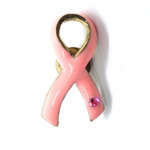 Breast Cancer Awareness Ribbon Pin Crystal Support Survivor Hope Vintage