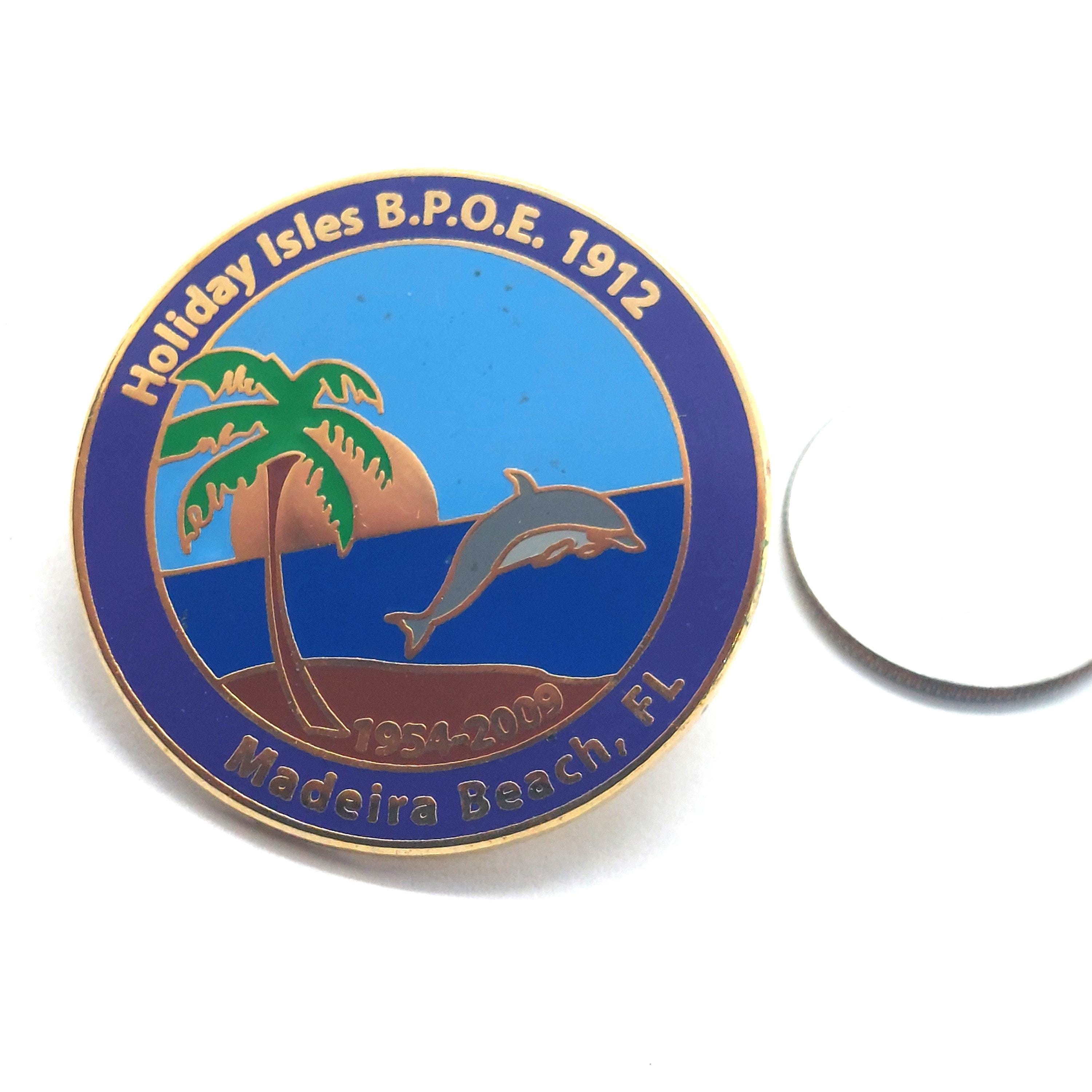 Holiday Isles BPOE 1912 Madeira Beach Pin Florida Dolphin Sunset