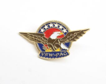VFW Veteran of Foreign Wars PAC Pin Eagle Lapel Enamel Collectible