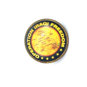 Épinglette de l'opération Iraqi Freedom, carte hommage au service militaire de la guerre patriotique Vtg