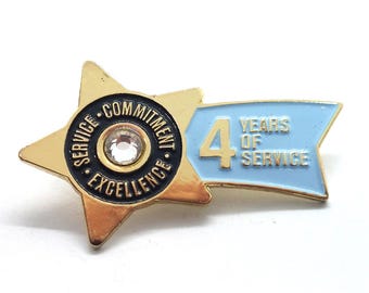 Service Commitment Excellence Pin Four Years Of Service Employee Award Vintage