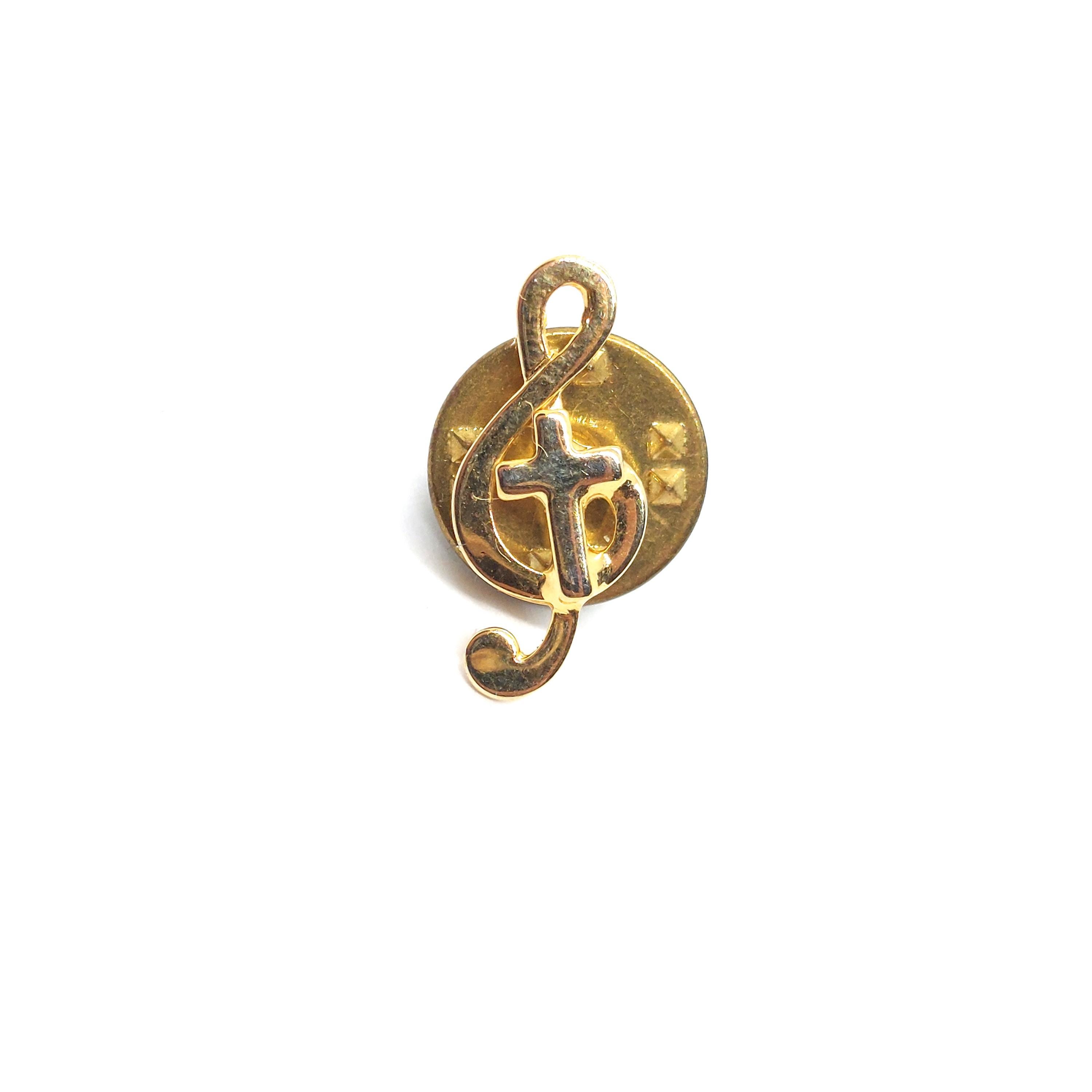 Vintage Treble Clef Cross Pin Music Religious Christian Church
