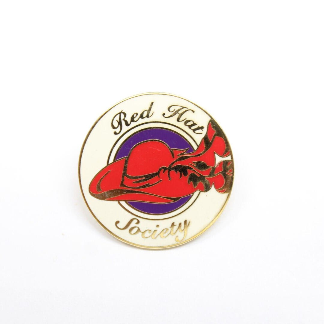 Red Hat Society Round Pin Lapel Enamel Collectible - Etsy