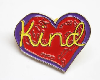 Penzeys Purple and Red KIND Heart Pin Lapel Enamel Collectible