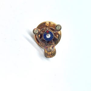 BPOE Elks Deer Head Clock Pin Fraternal Order Emblem Gem Accents Collector VTG